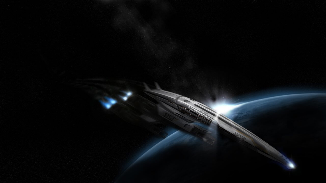 Spacecraft over a planet